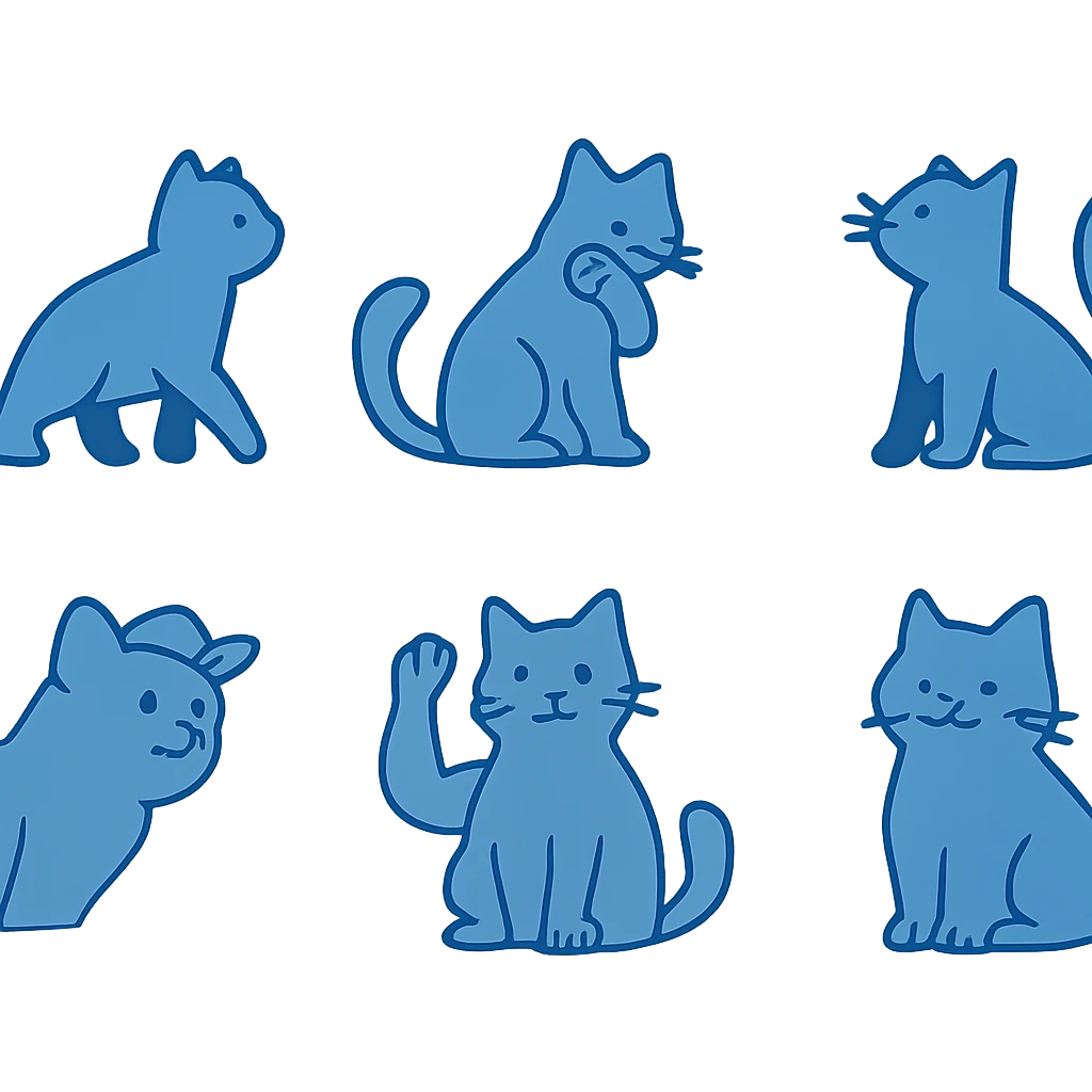 minimalist blue cat emoji