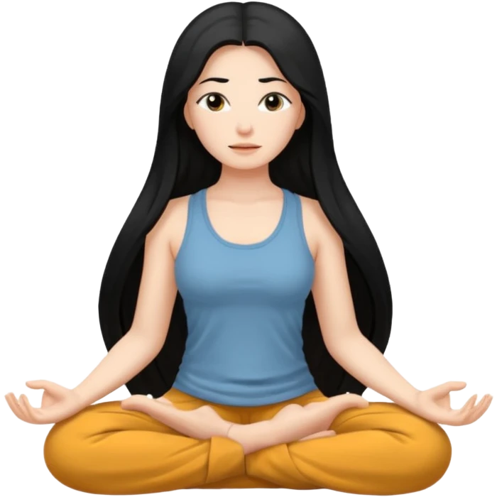 명상하는 검은긴생머리 여자 피부는 하얗고 emoji