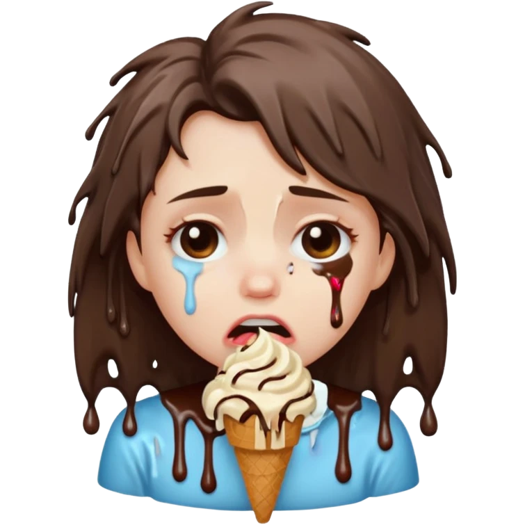 a crying girl with ice cream after heartbreak emoji