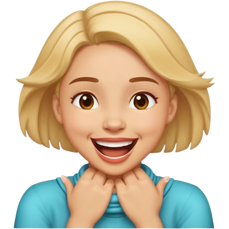 girl with hands around neck laughing emoji