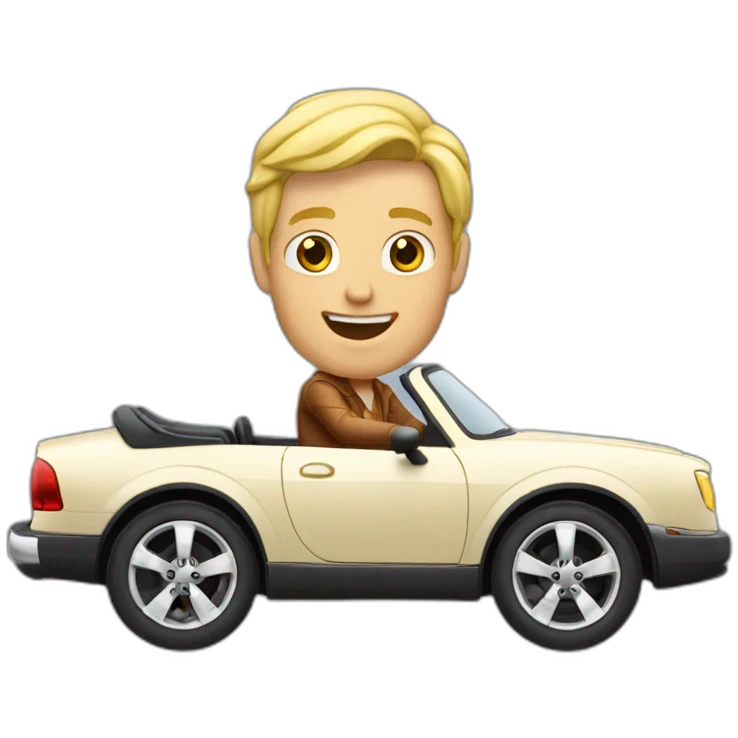 blonde man riding cabriolet emoji