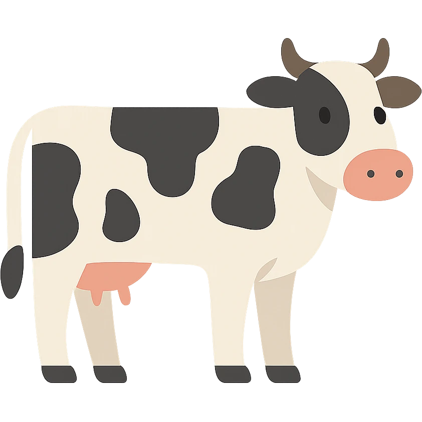 Flat design style cow emoji