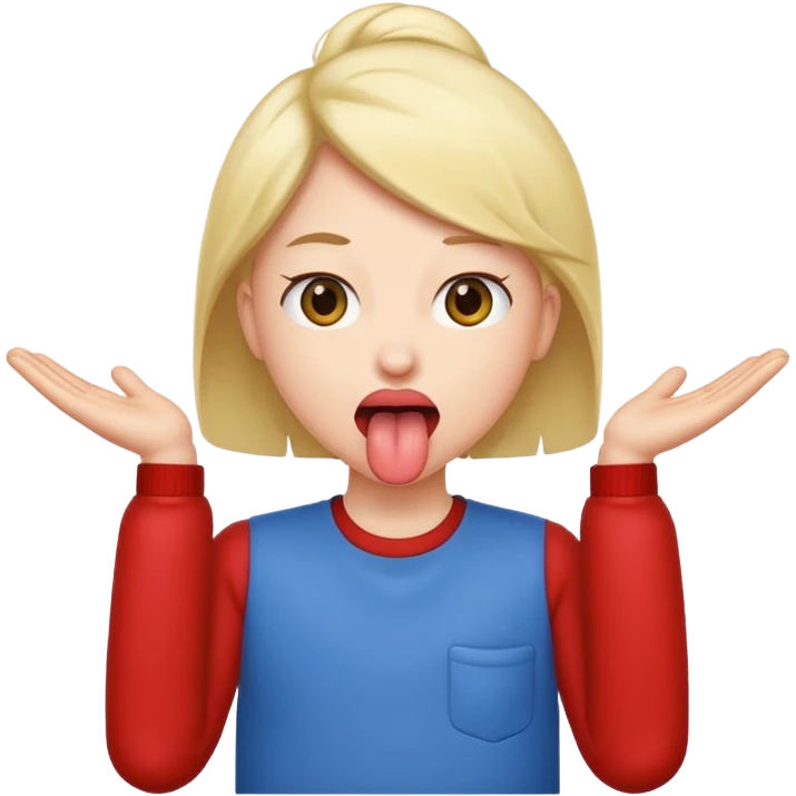 Person sticking there tongue out with arms to the side emoji