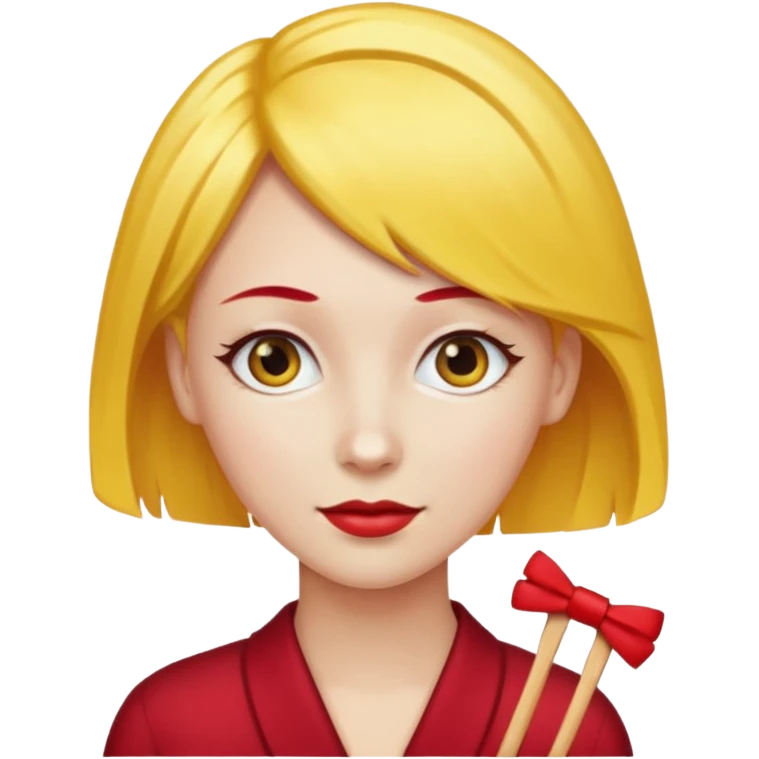 kırmızı toka takan kadın, sarı saçlı emoji