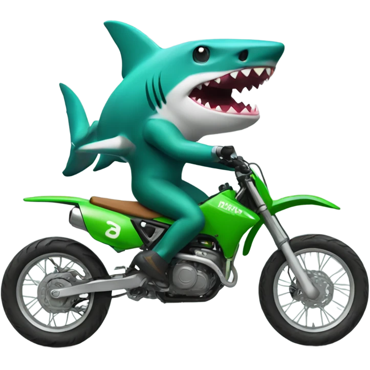 shark driving green pit bike emoji