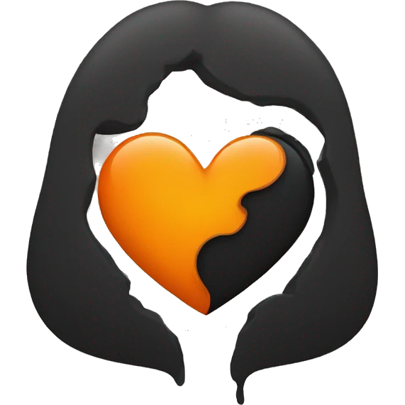 Half black and half orange heart emoji