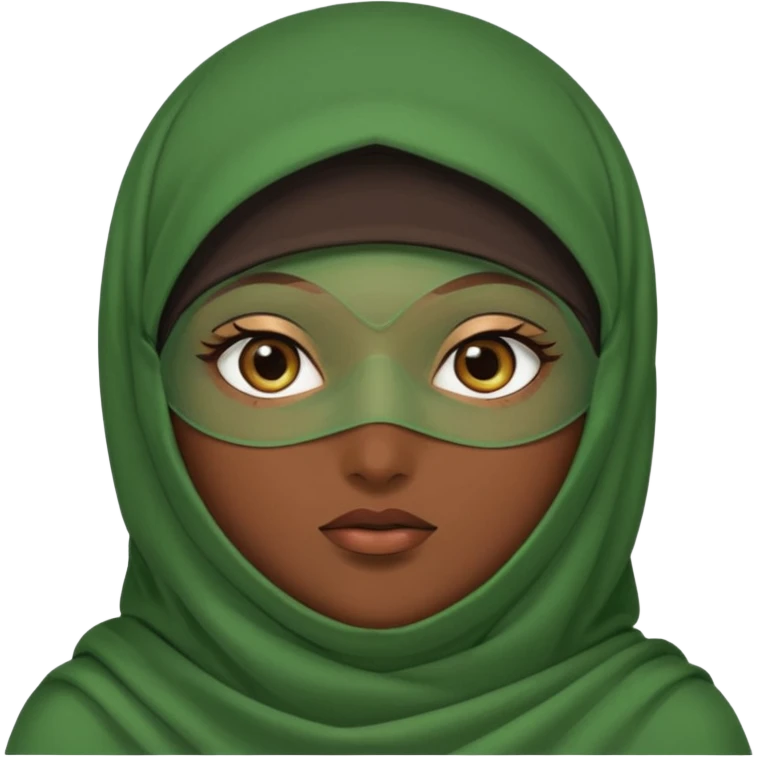 Niqab musli girl chocolate color make the niqab green cover whole face except her eya emoji