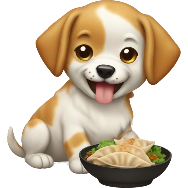 dog eating gyoza emoji