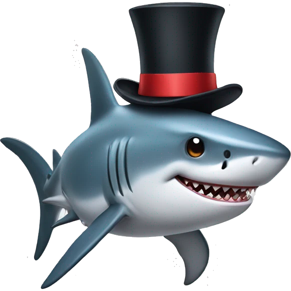Shark with a top hat emoji