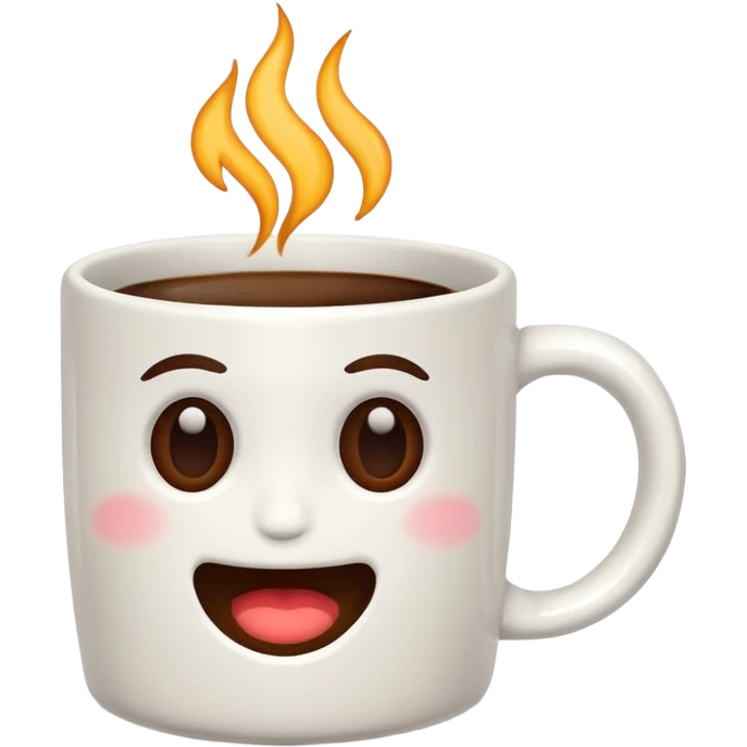 white mug with coffee emoji