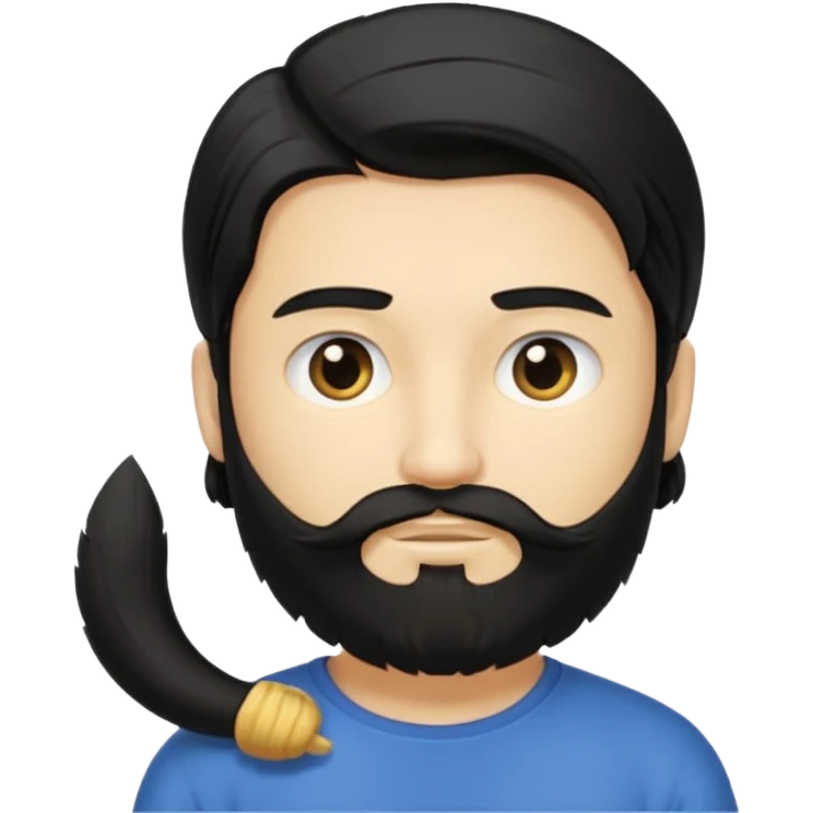 Man with long black hair tied in a tail and beard with a young blond short-haired without a beard emoji