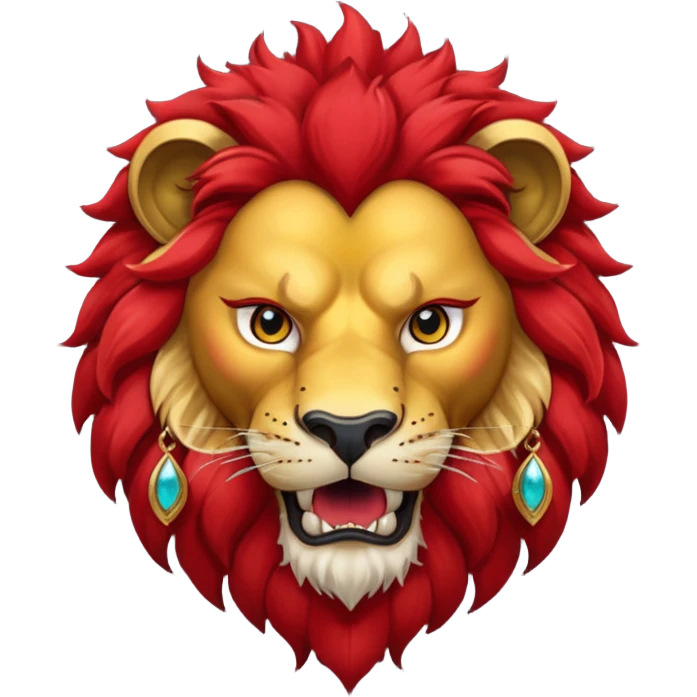 red lion with golden earings emoji