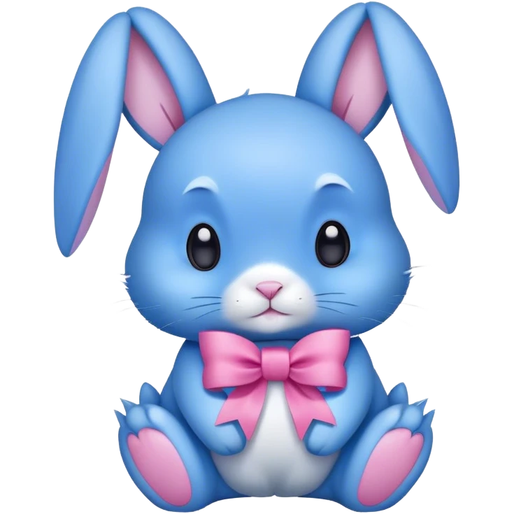 blue rabbit with ribbon emoji
