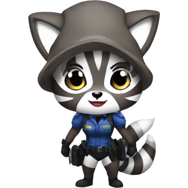 Raccoon cosplaying as Jill valentine emoji
