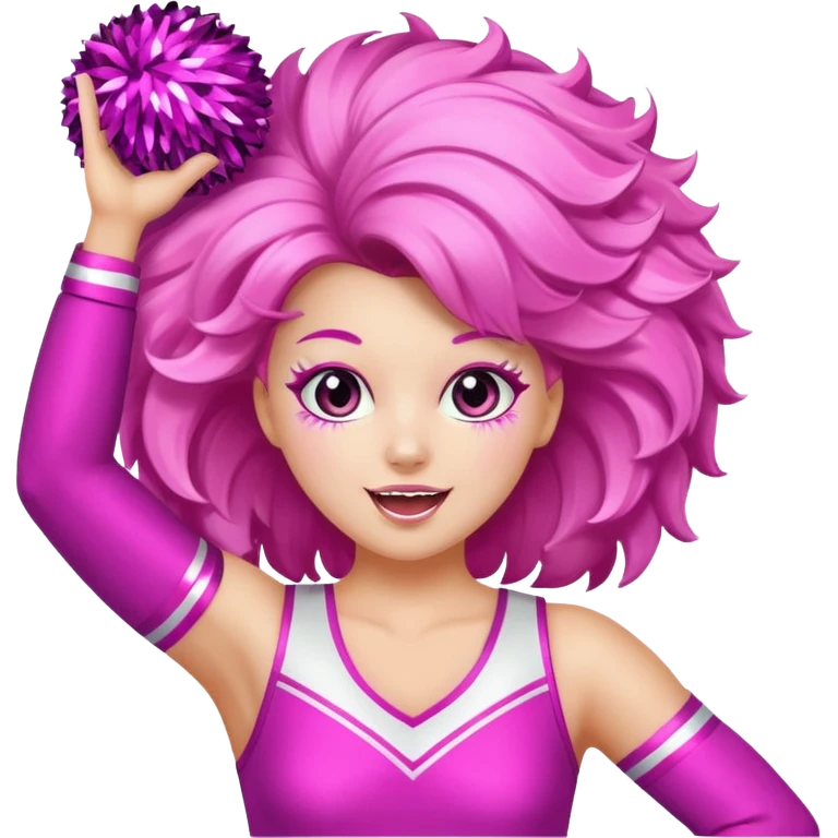 football cheerleader, big cheering pom, pink and twinkle emoji