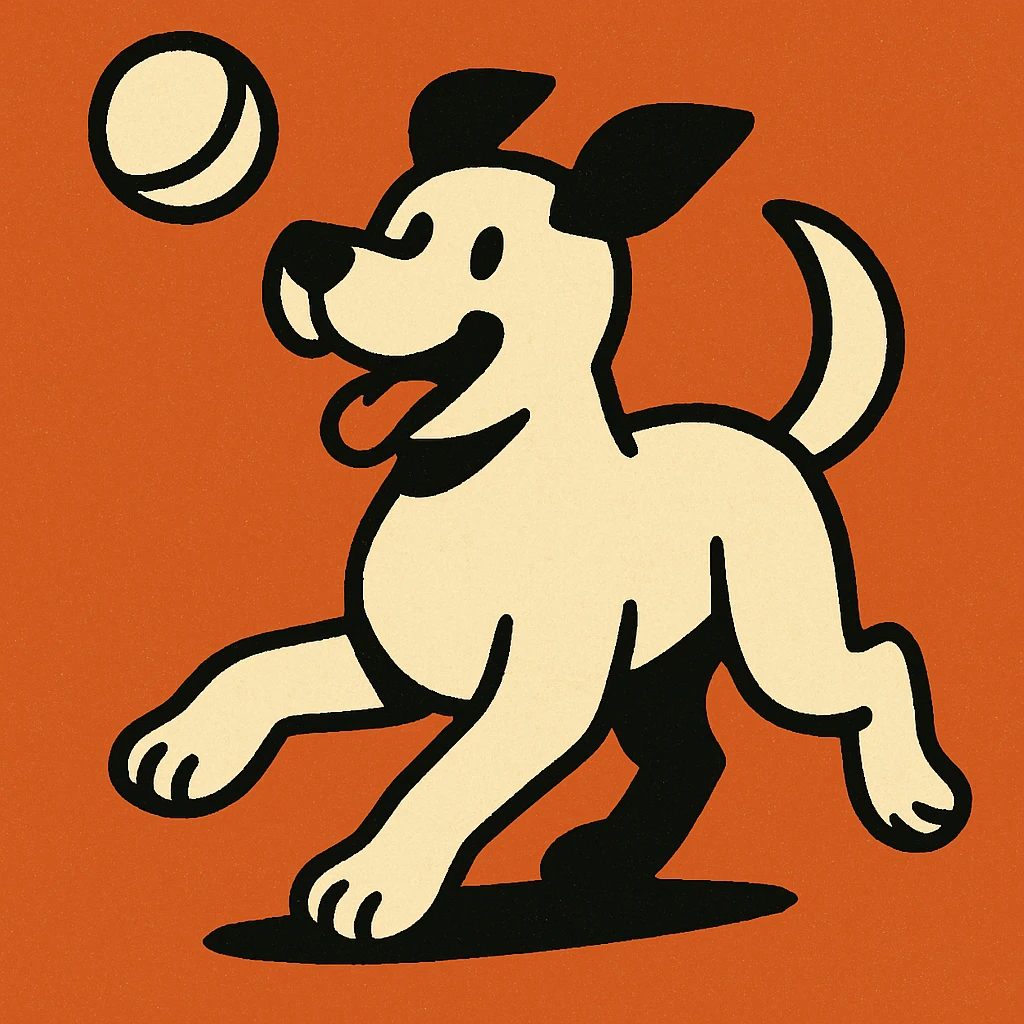 happy dog running after ball emoji