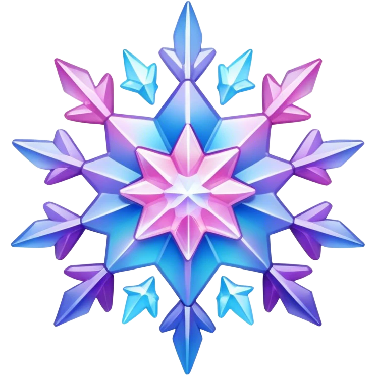 Gradient iridescent Pastel Pink violet blue crystal star snowflake  emoji