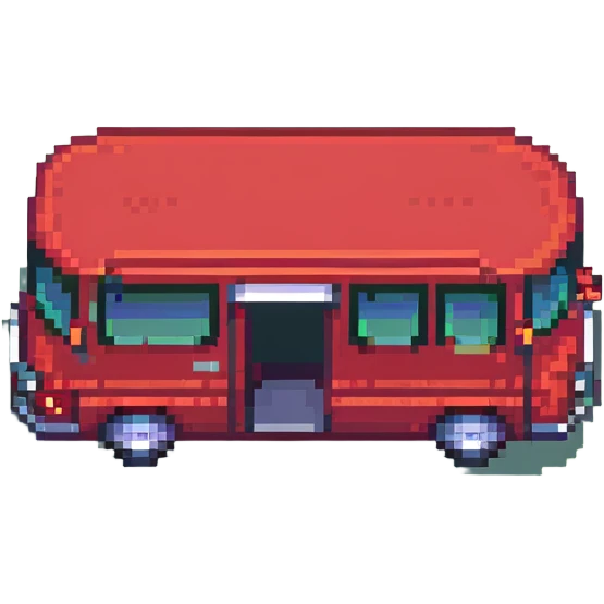 double-decker red city tour bus, pixel art style emoji