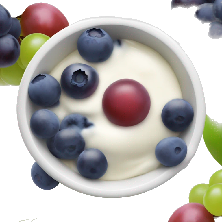 yoghurt bowl with grapes and blueberries emoji