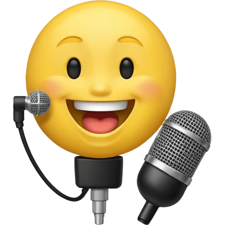 laughing face emoji next to a mic emoji