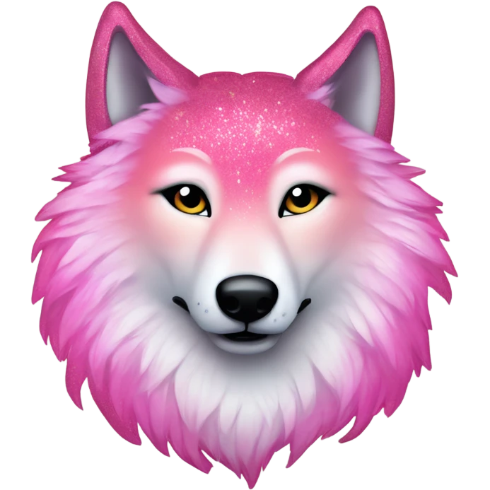 Pink ombre wolf with glitter and eyelashes  emoji