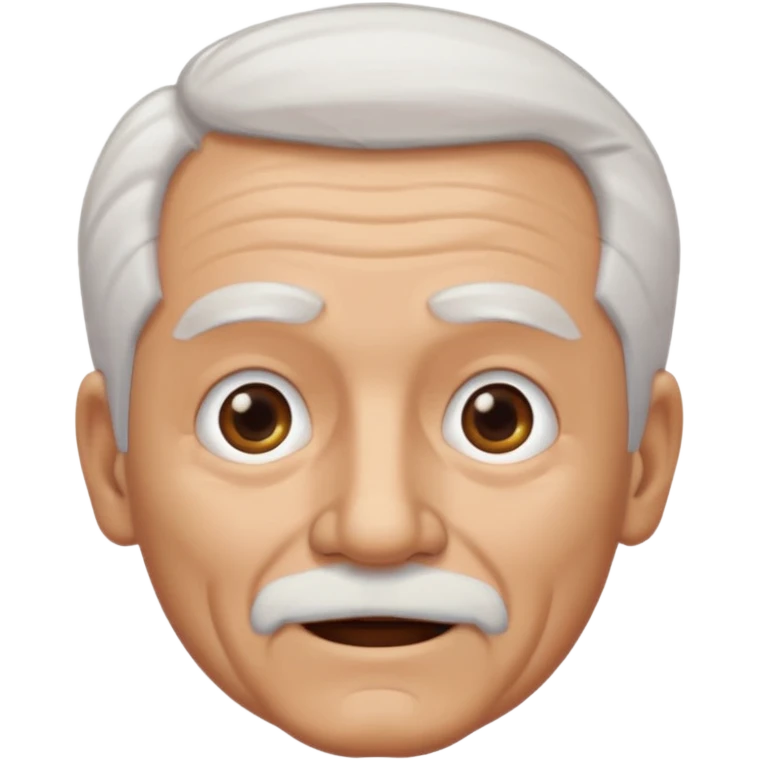 Illustrated emoji of an old man, white hair, no facial hair, dark eyes, tanned skin  emoji