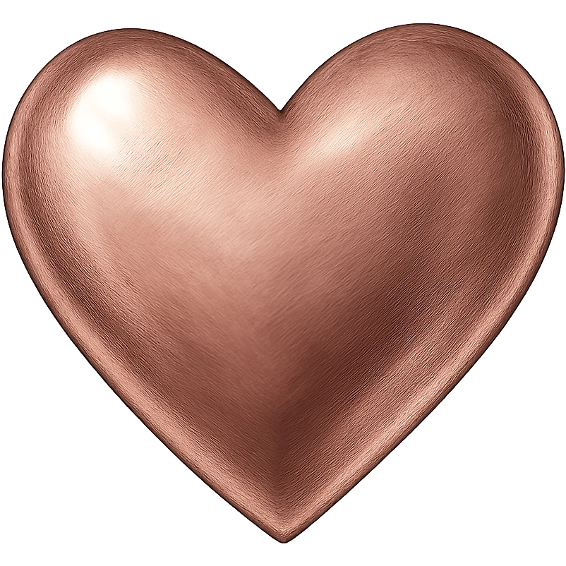 heart with a metallic rose gold finish, digital illustration style, no background emoji