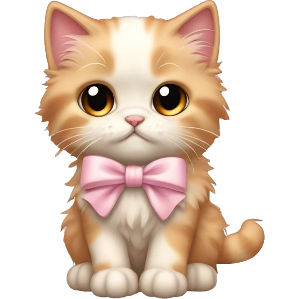 calico fluffy kitten pale pink bow crying emoji