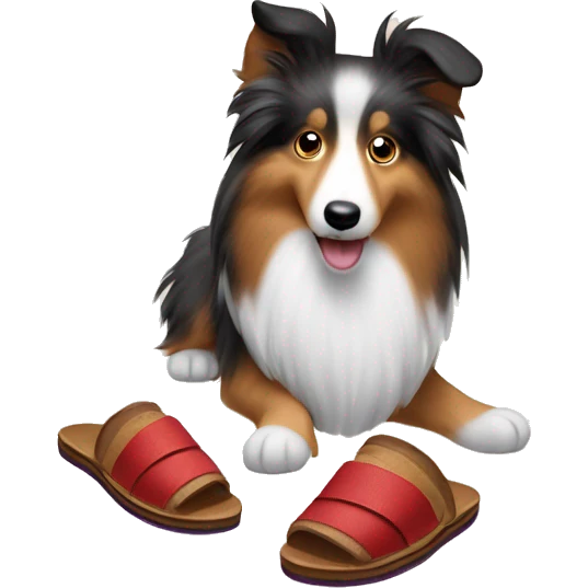 Shetland sheepdog stealing slippers emoji