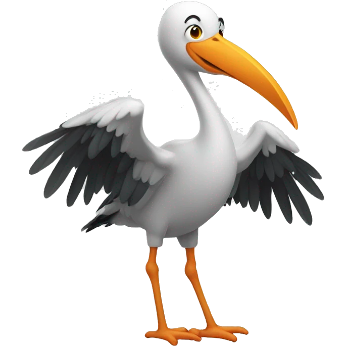 A partying stork on a festival emoji