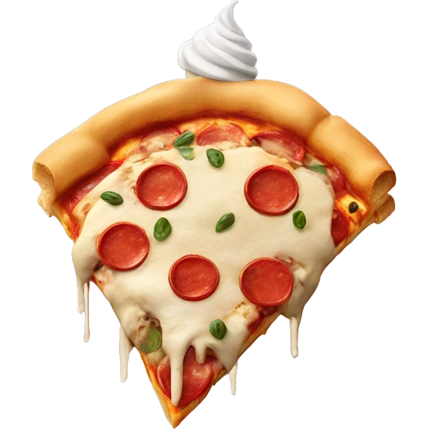 Pizza with ice cream as a hat emoji
