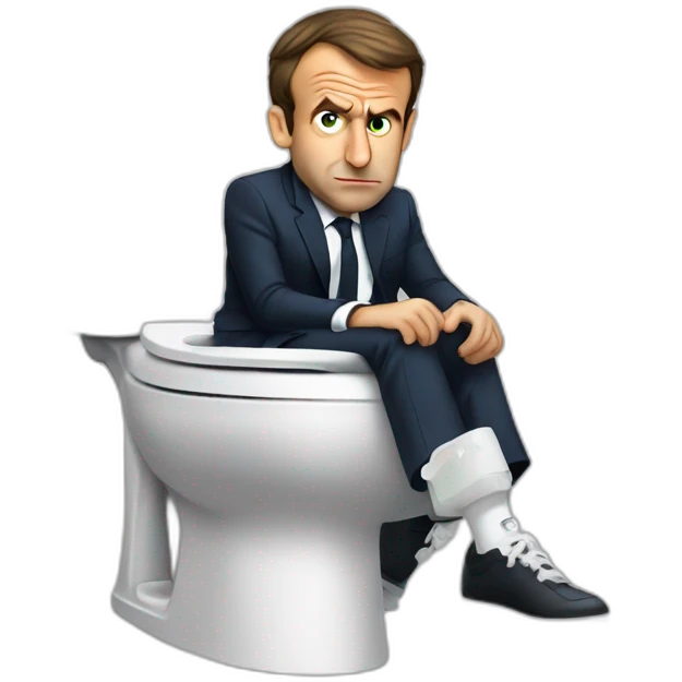 Emmanuel macron sitting on toilets angry emoji