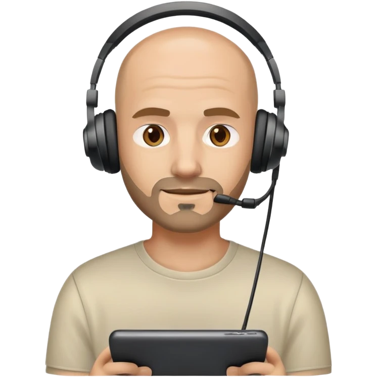 Gamer man without hair and with short beard emoji