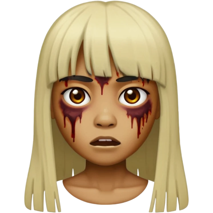 zumbi cabelo liso com franja e longo  emoji