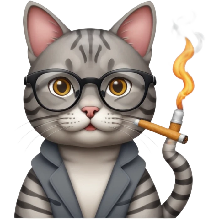 cat with glasses and a cigarette emoji