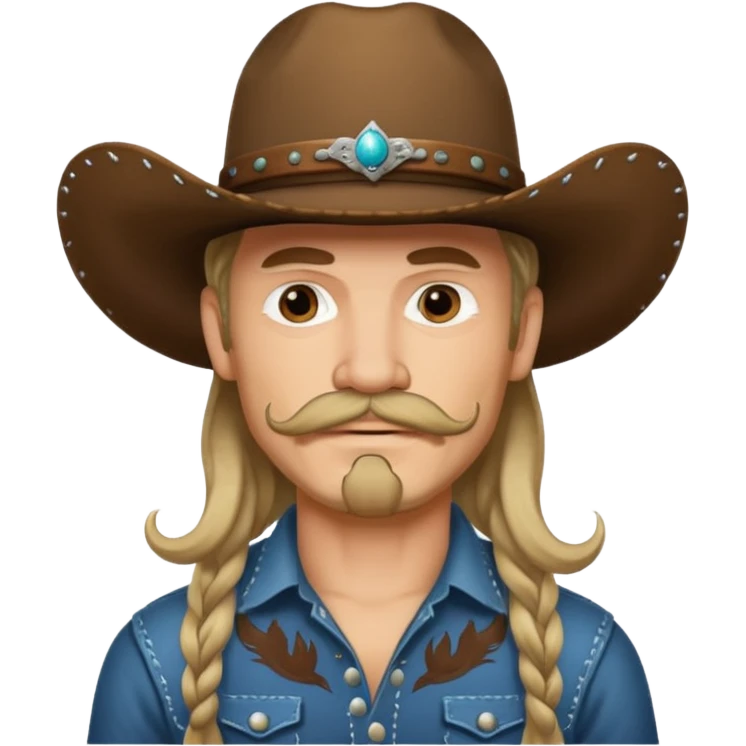 tattooed and mustached cowboys long hair emoji