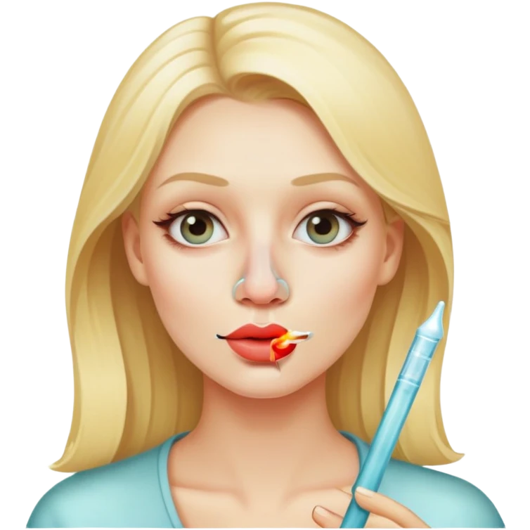 blonde woman glass stick in nose emoji