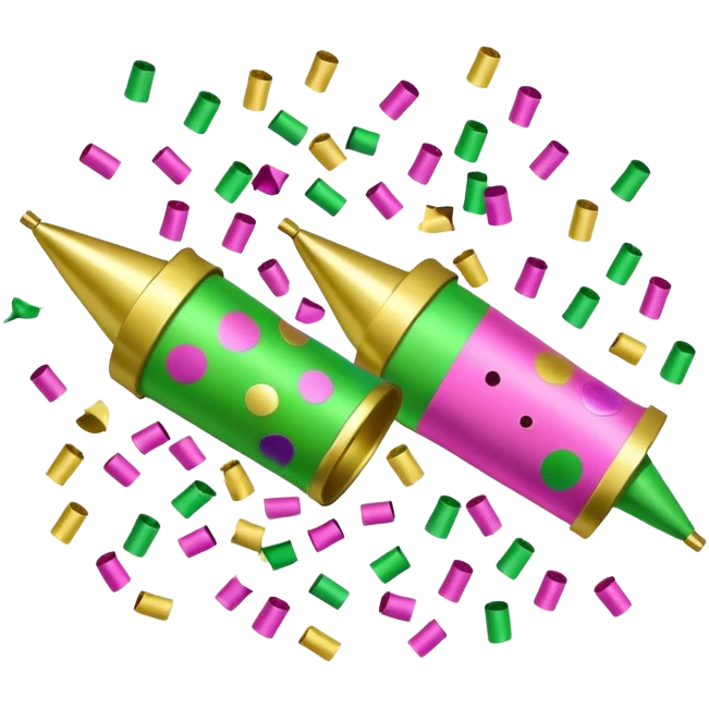 light green and pink party poppers and confetti emoji