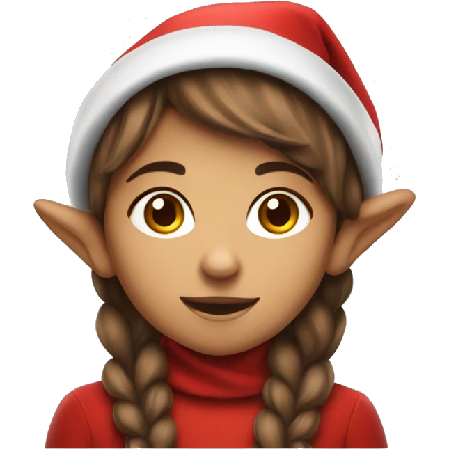 Girl with  brown short hair in red elf hat Perched emoji