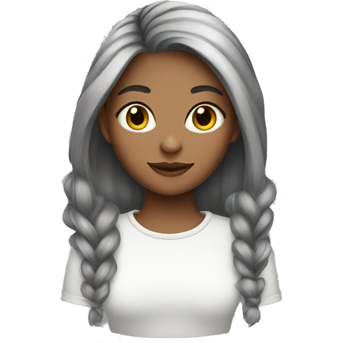 Girl w highlights hair n grey cat emoji