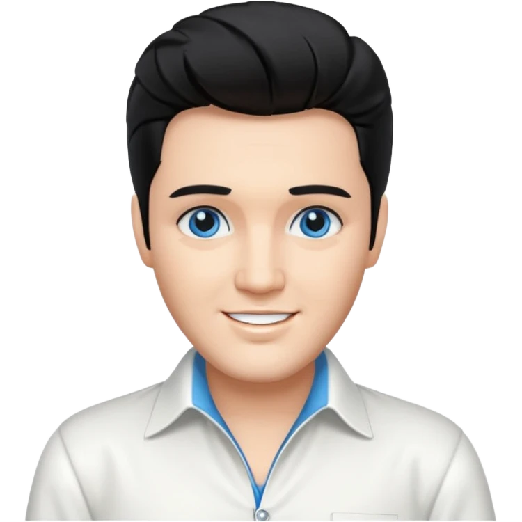 Elvis Presley blue eyes, black hair, white outfit emoji