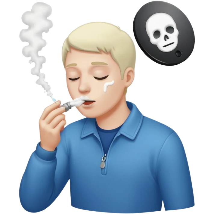 A man snorting white powder off a key emoji
