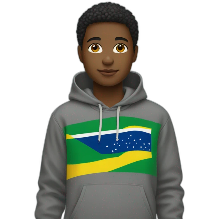Black boy using lacoste hoodie with brazil flag emoji
