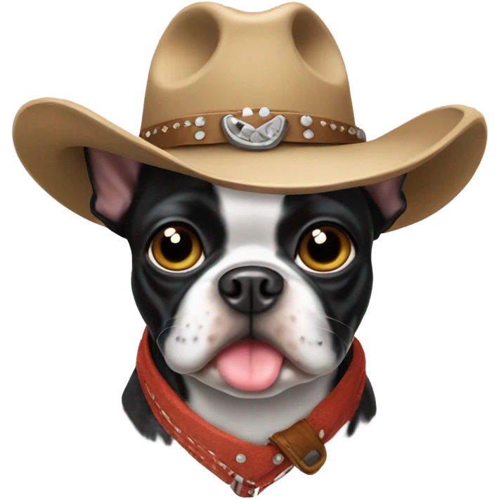 boston terrier wearing a cowboy hat emoji