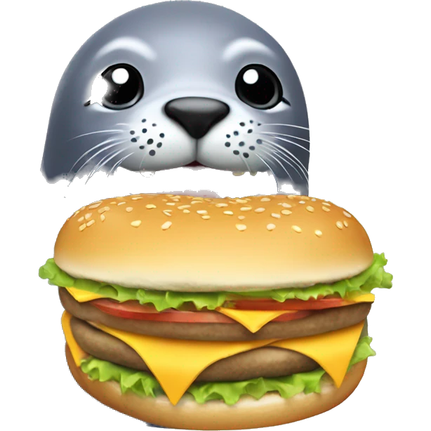 Seal eating a Cheeseburger emoji