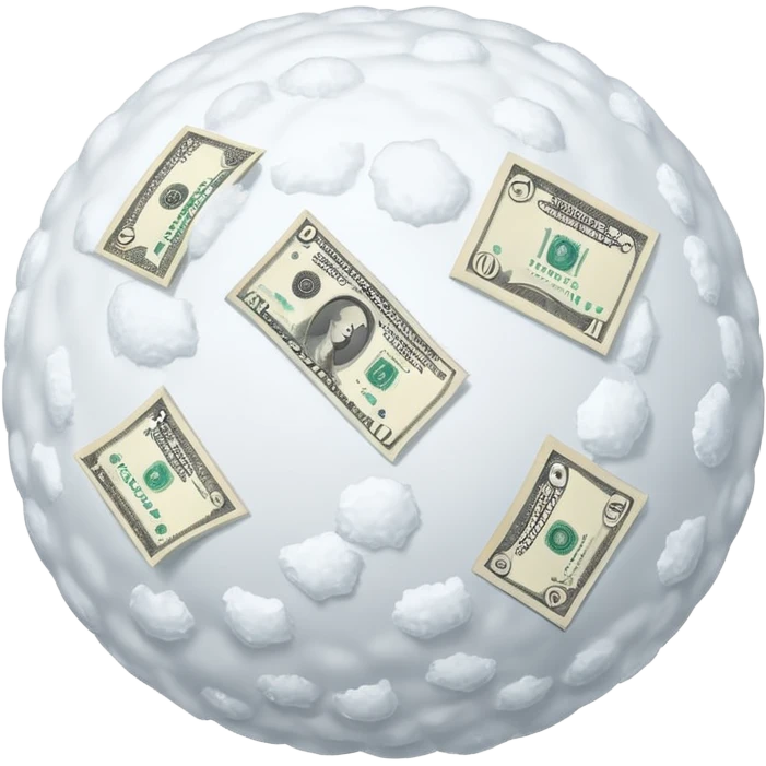 Snow ball with dollar bills  emoji