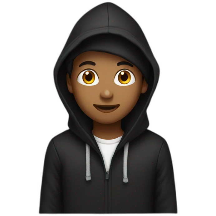 Black Hooded white Boy With black Beanie emoji