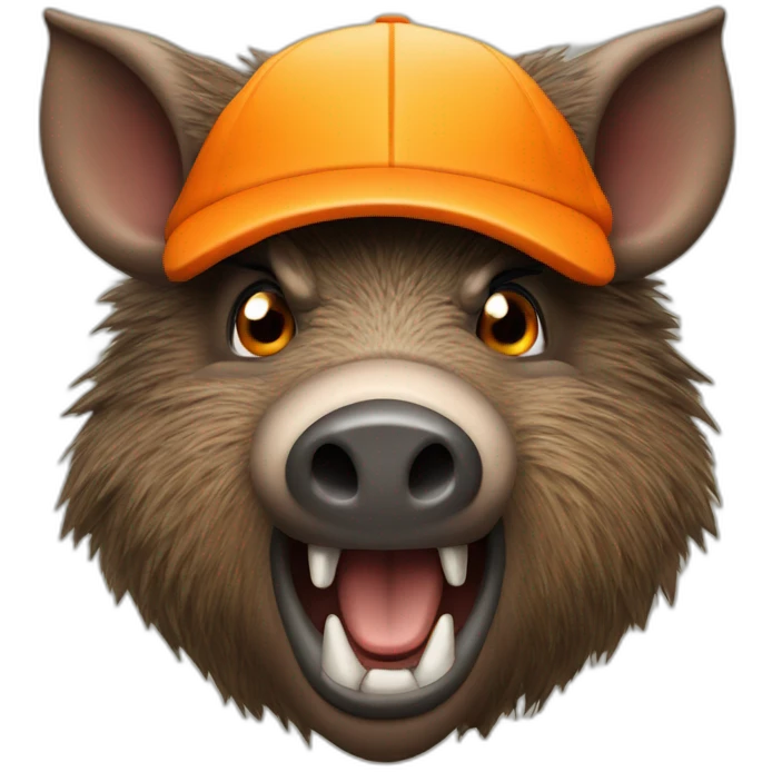ANGRY wild boar with orange cap emoji