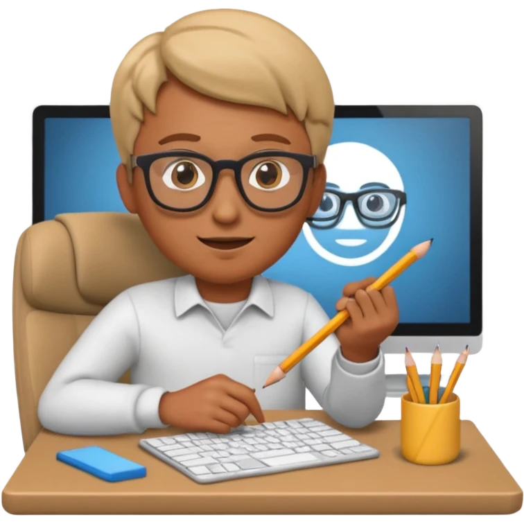 3D imoji of man who is graphics design emoji