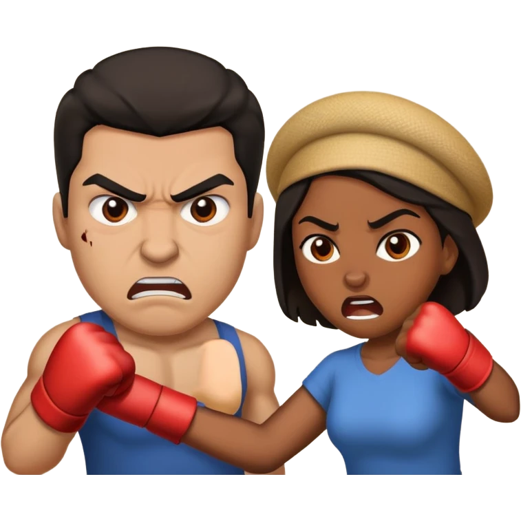 Hispanic man and black woman fighting emoji